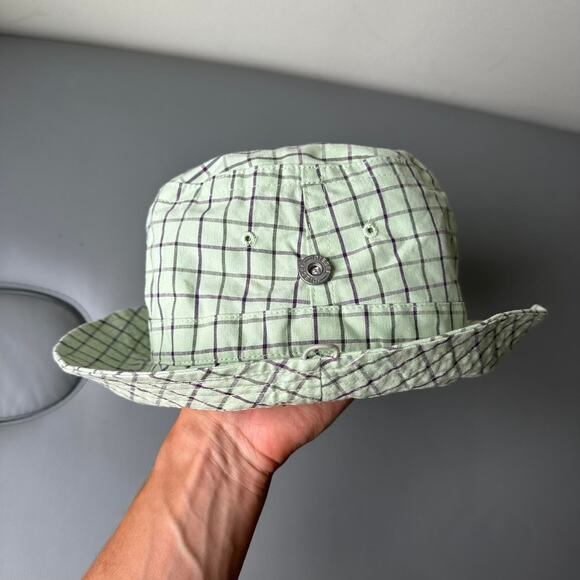 Rare Y2K FC Diesel Pradesh 67 Sporty Plaid Green Purple Bucket Hat Cap main image 6